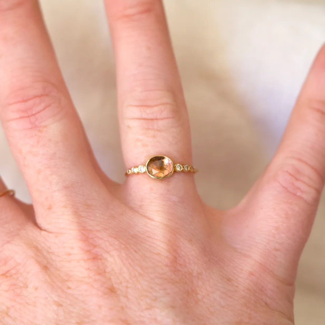 Peach Tourmaline and Diamonds Ring