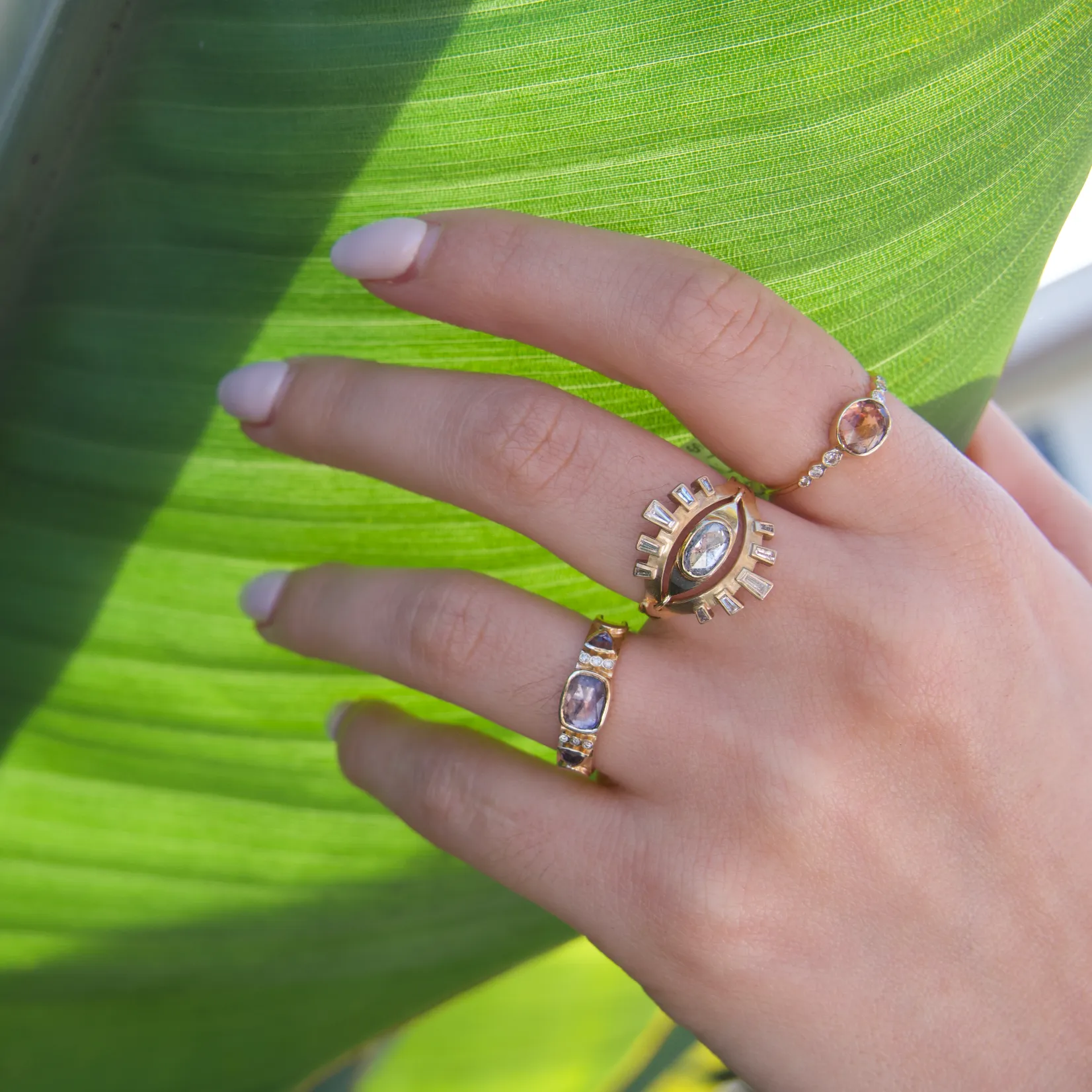 Peach Tourmaline and Diamonds Ring