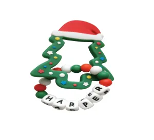 Personalised Silicone Christmas Tree Teething Ring