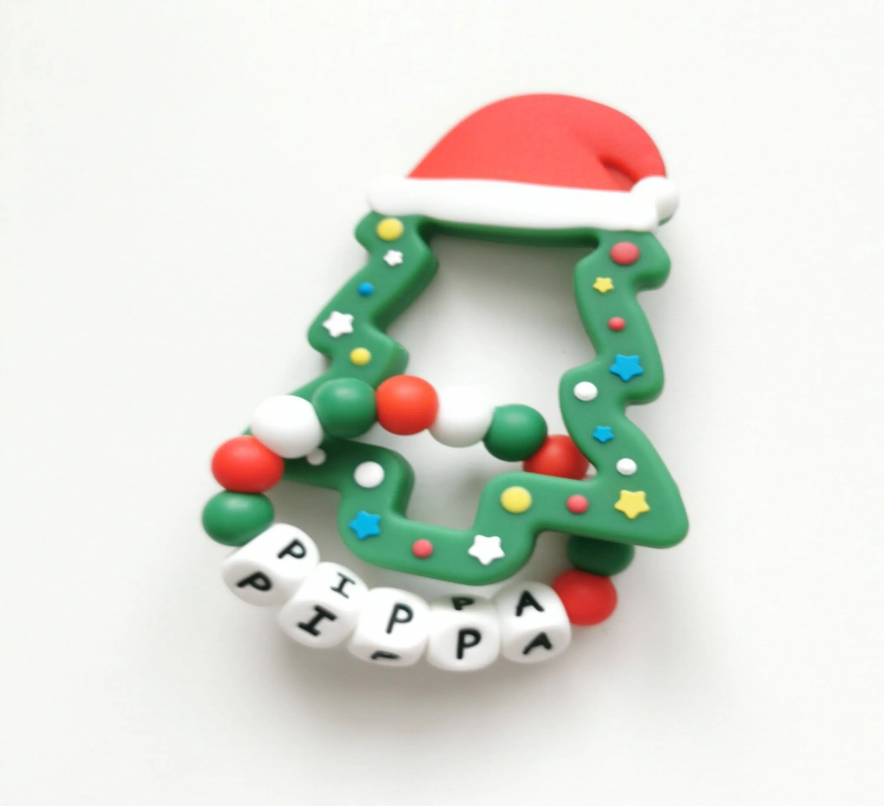 Personalised Silicone Christmas Tree Teething Ring