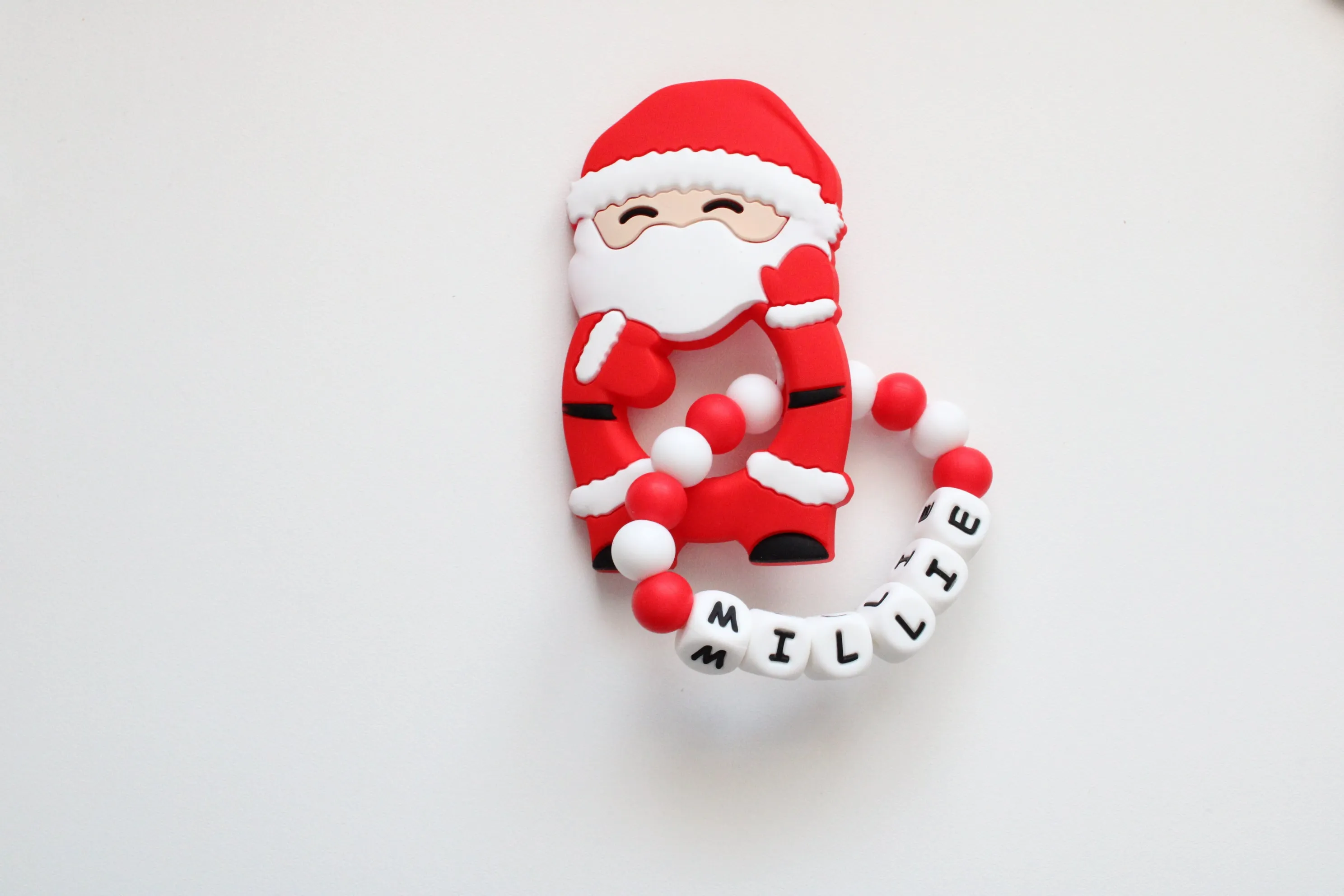 Personalised Silicone Santa Claus Teething Ring