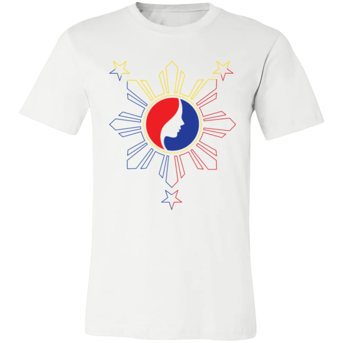 Pinay Silhouette in Philippine Sun Tricolorpng Unisex Jersey T-Shirt