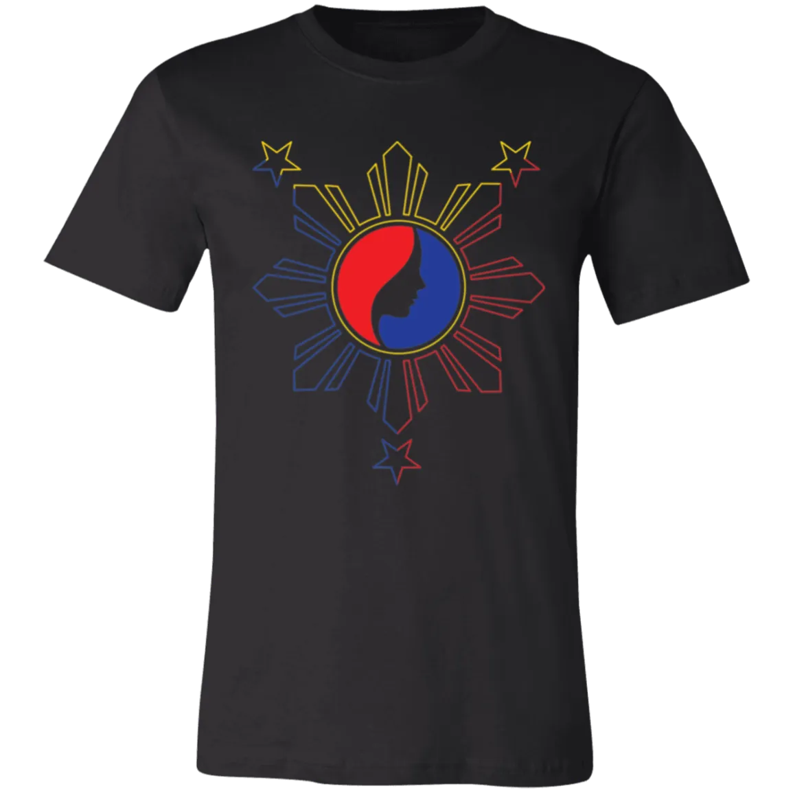 Pinay Silhouette in Philippine Sun Tricolorpng Unisex Jersey T-Shirt