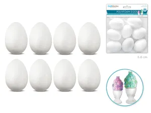 Polyfoam Eggs: 5.6cm (2.2") x 4.1cm (1.6") 8/pk