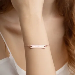 "Goddess energy" Engraved Bar Chain Bracelet (Available in different coatings)