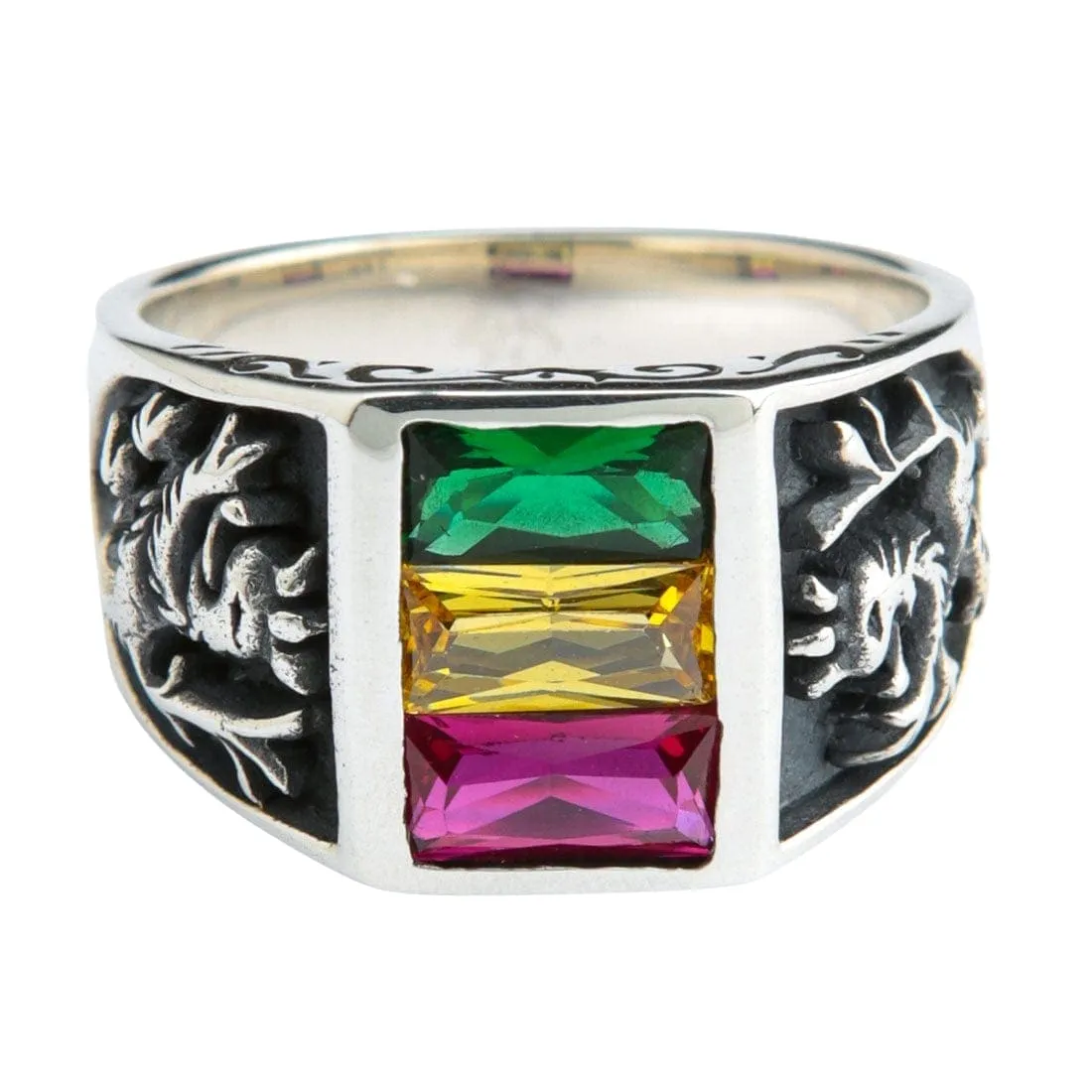 Rasta Lion of Judah Sterling Silver Ring