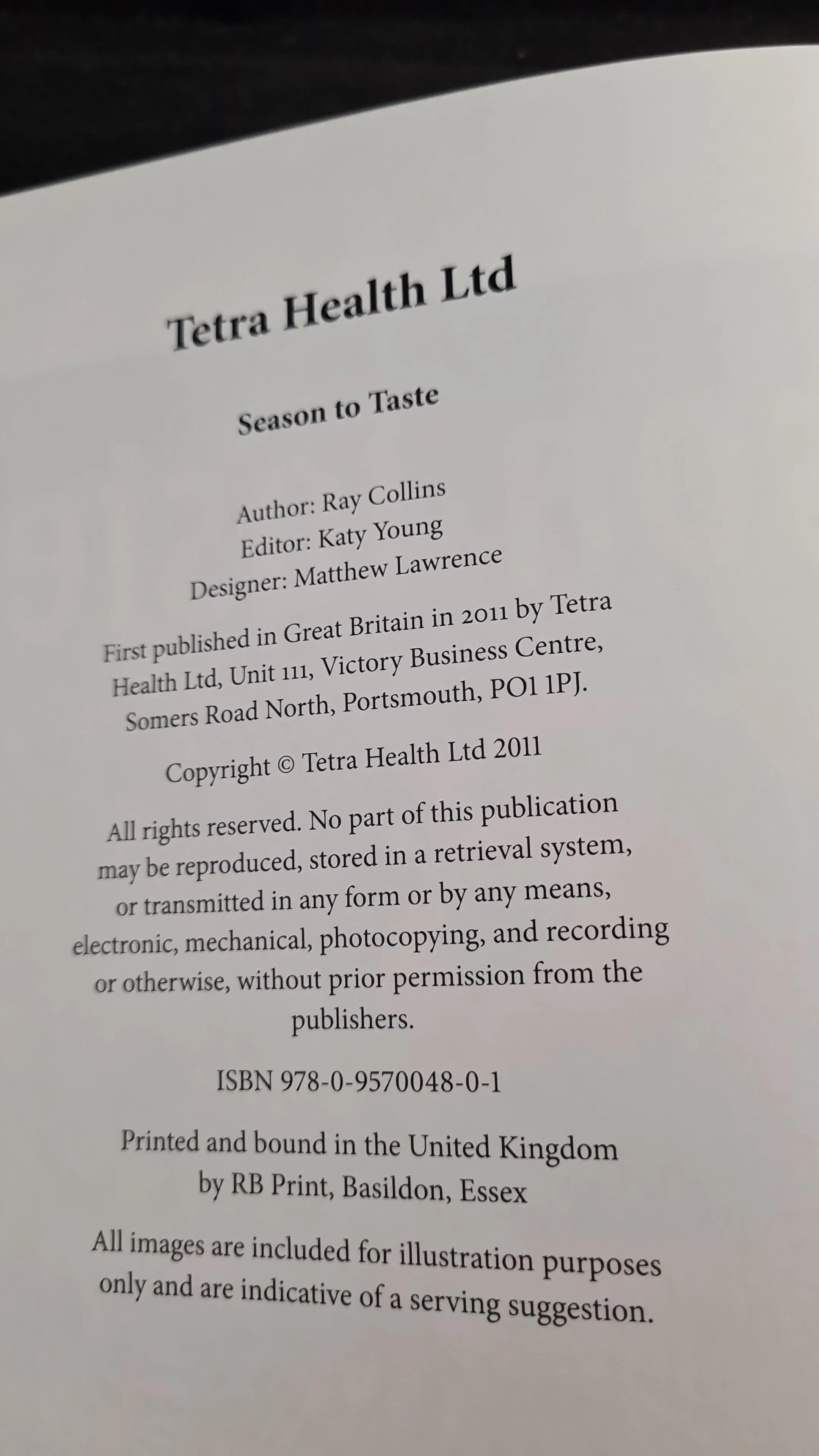 Ray Collins - Season to Taste, Tetra Health, 2011