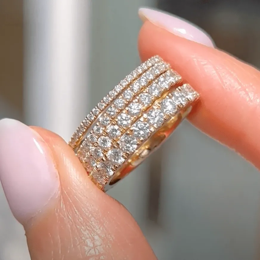 Ready To Ship - 1.5mm Diamond Eternity Band (Size 8.5, 2/3 Diamonds, 18k Yellow Gold)