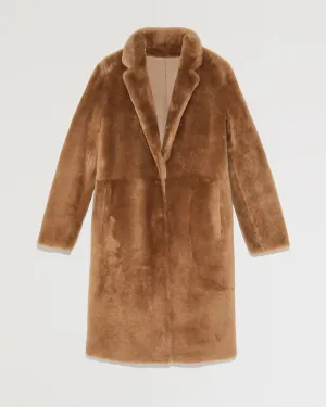 Reversible merino shearling coat