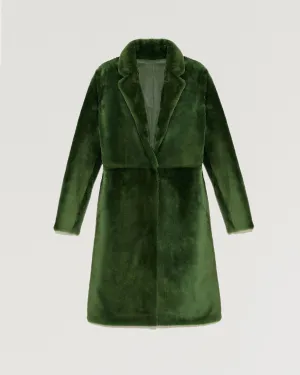 Reversible merino shearling coat