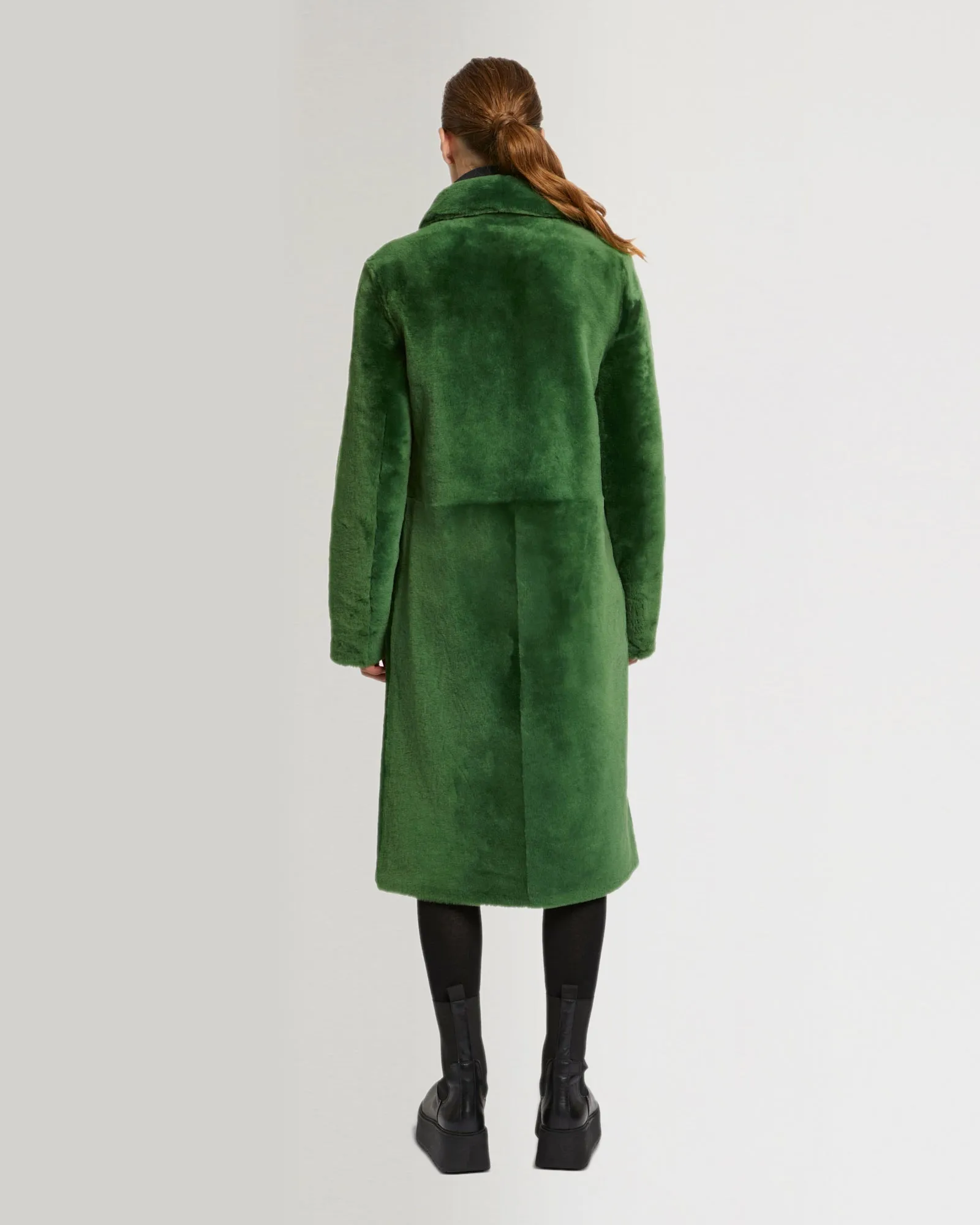 Reversible merino shearling coat