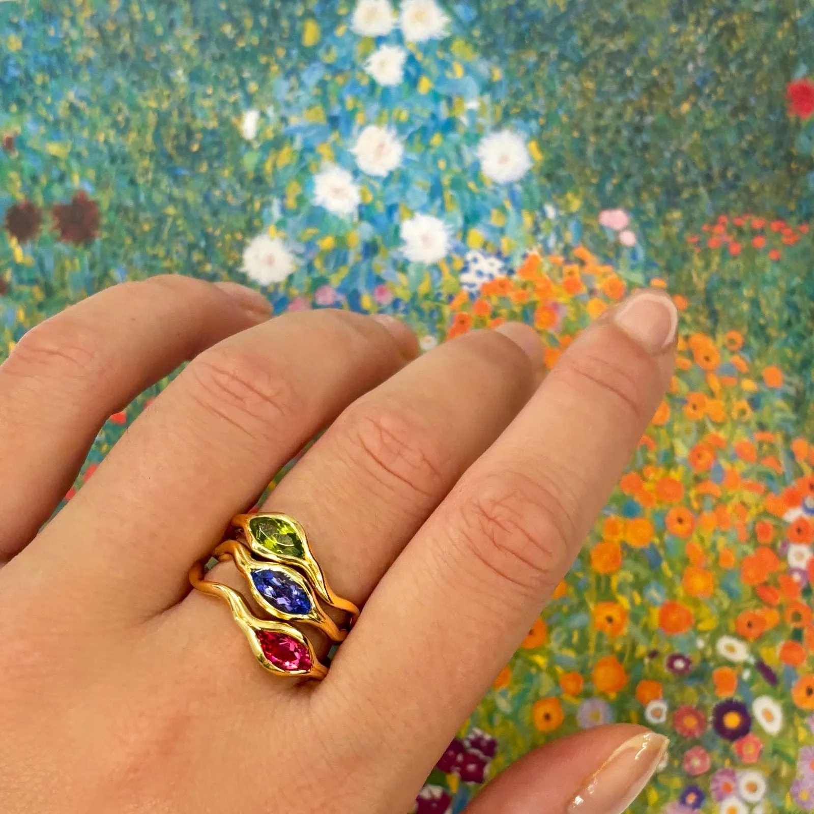 Ripple Ring with Green Tourmaline