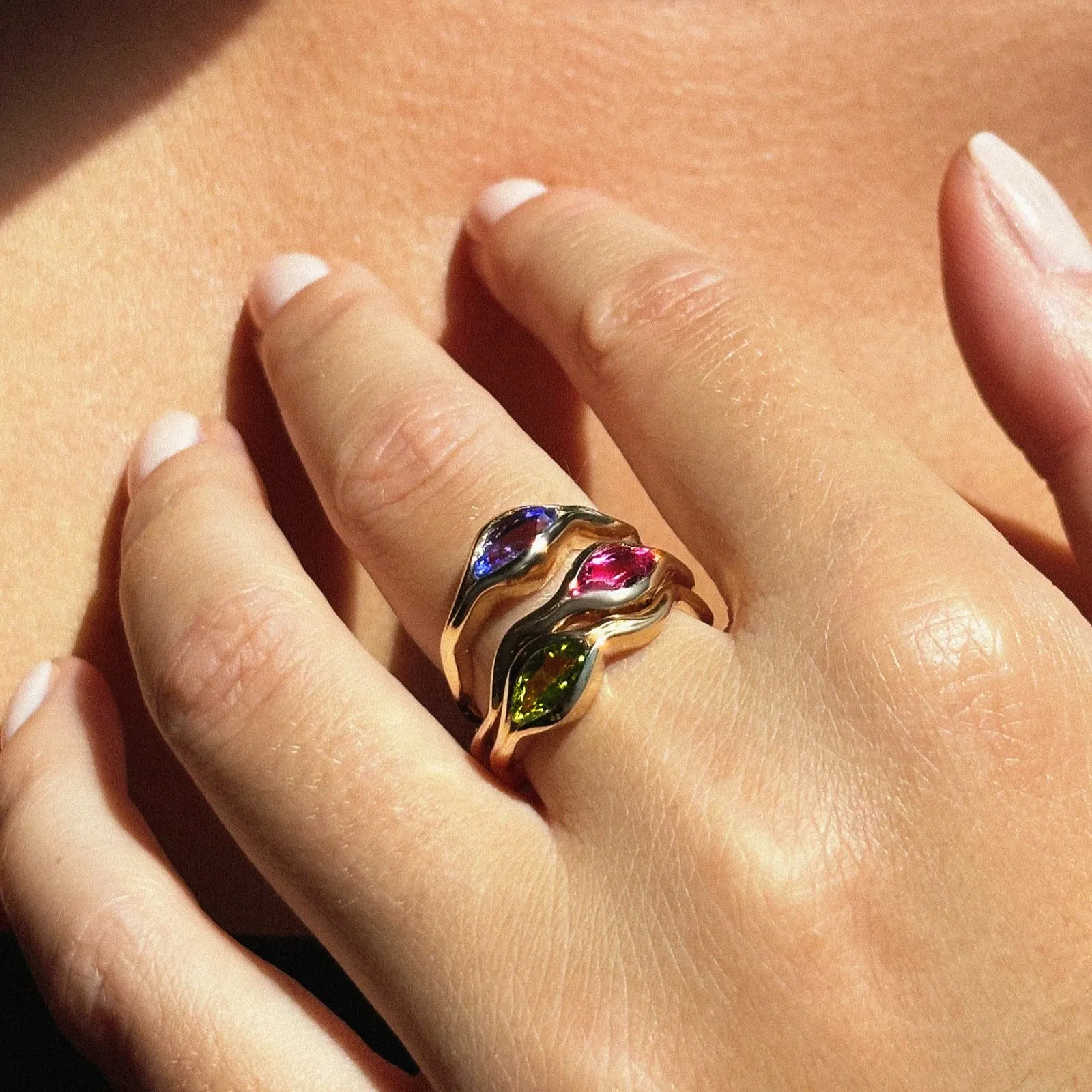 Ripple Ring with Green Tourmaline