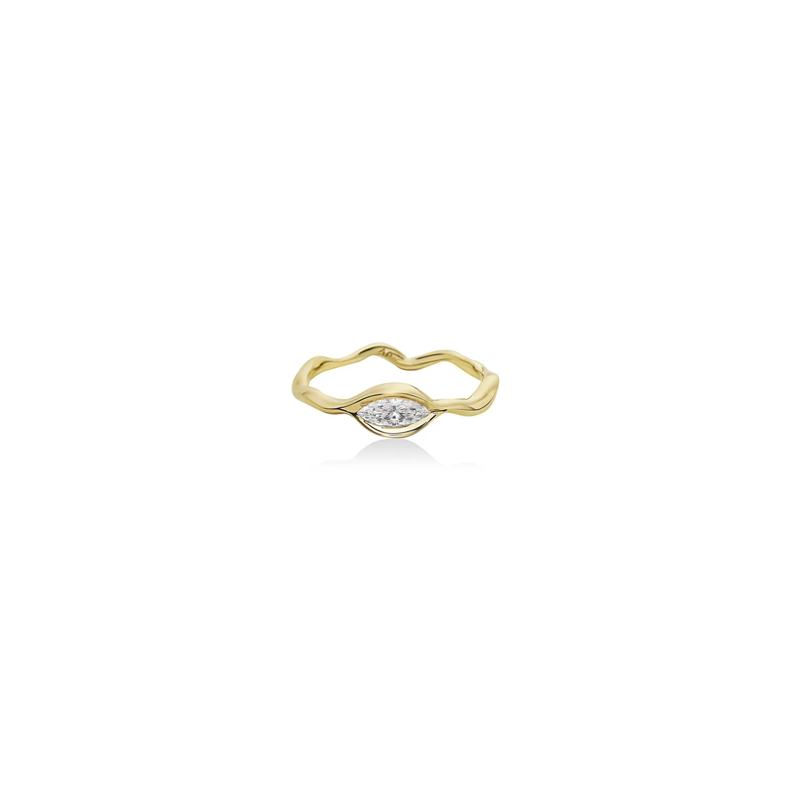 Ripple Ring with Marquise Diamond