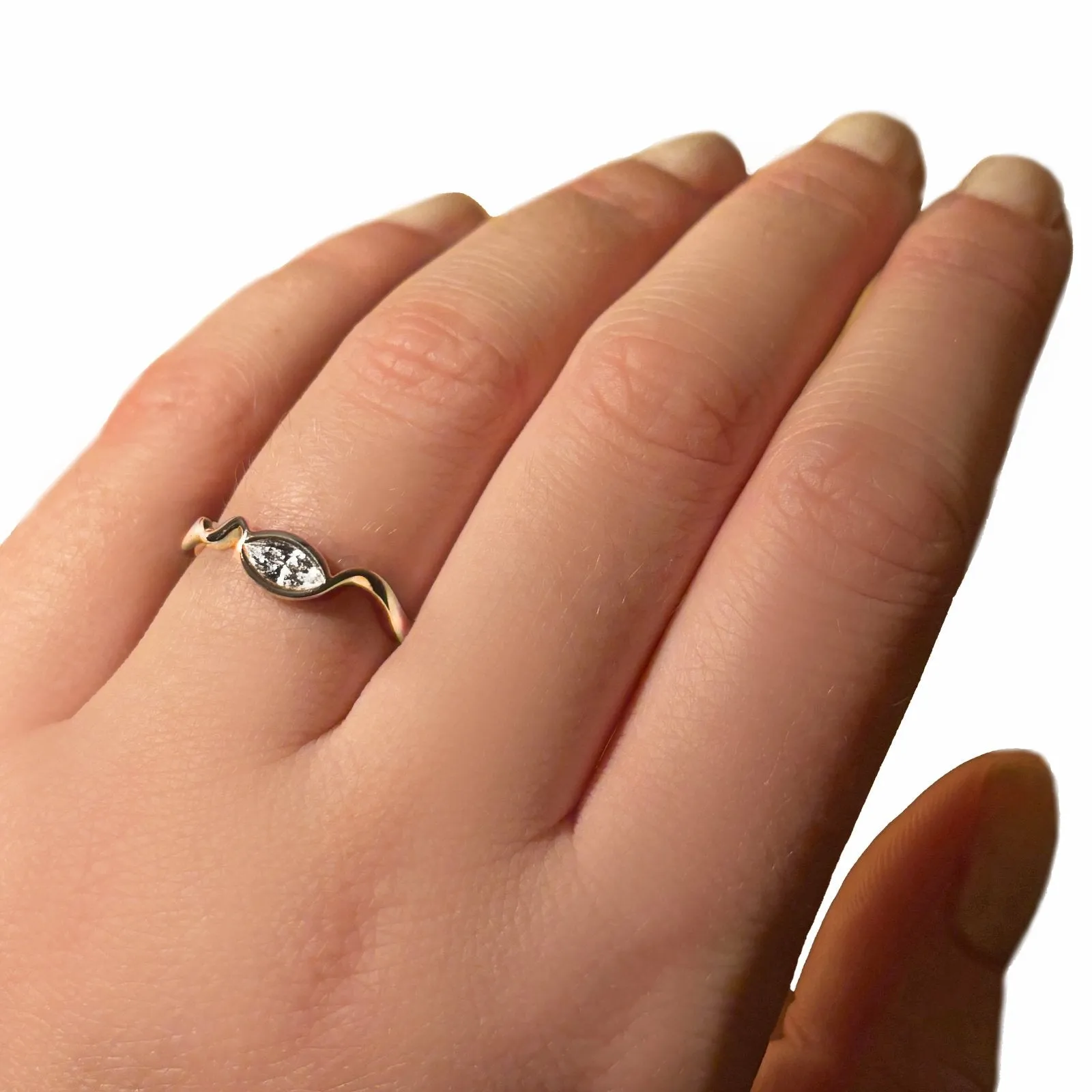 Ripple Ring with Marquise Diamond