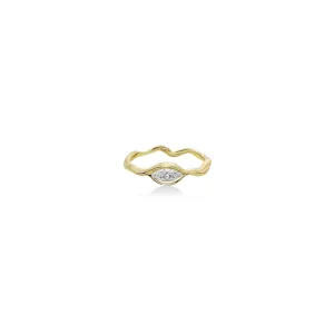 Ripple Ring with Marquise Diamond
