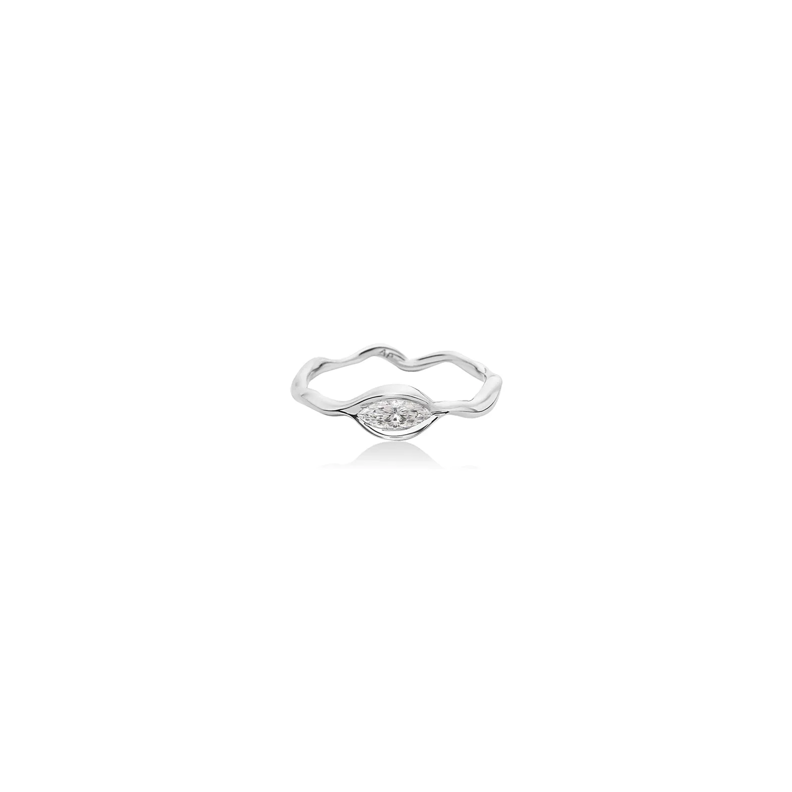 Ripple Ring with Marquise Diamond