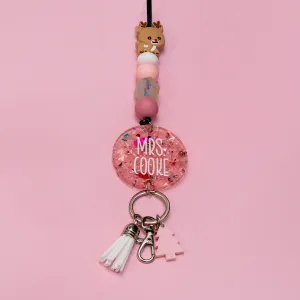 Rosy Rudolph Glitter Acrylic Lanyard