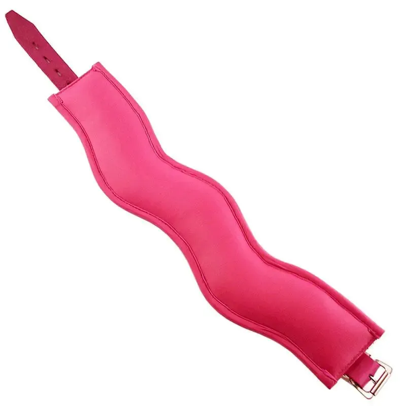 Rouge Garments Wide Pink Leather Padded Posture Collar with D-rings