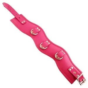Rouge Garments Wide Pink Leather Padded Posture Collar with D-rings