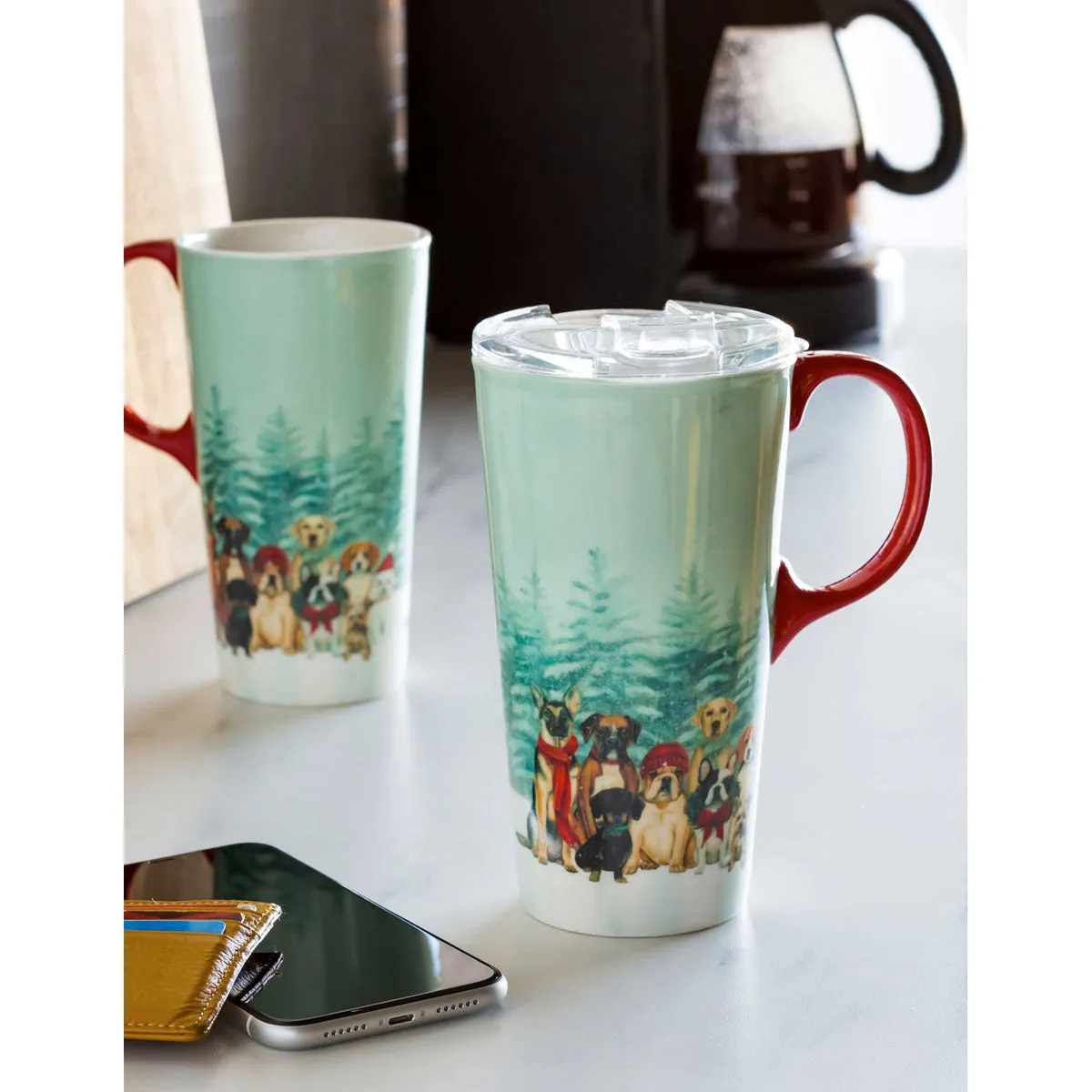Royal Holiday Pups Ceramic Travel Cup, 17 oz., w/box