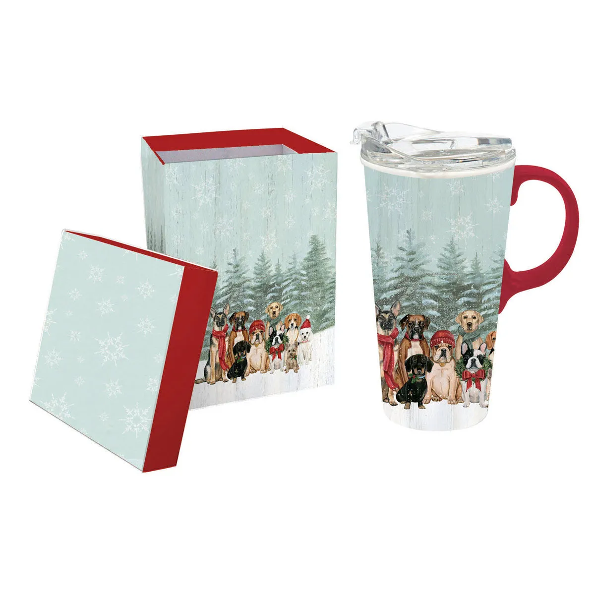 Royal Holiday Pups Ceramic Travel Cup, 17 oz., w/box