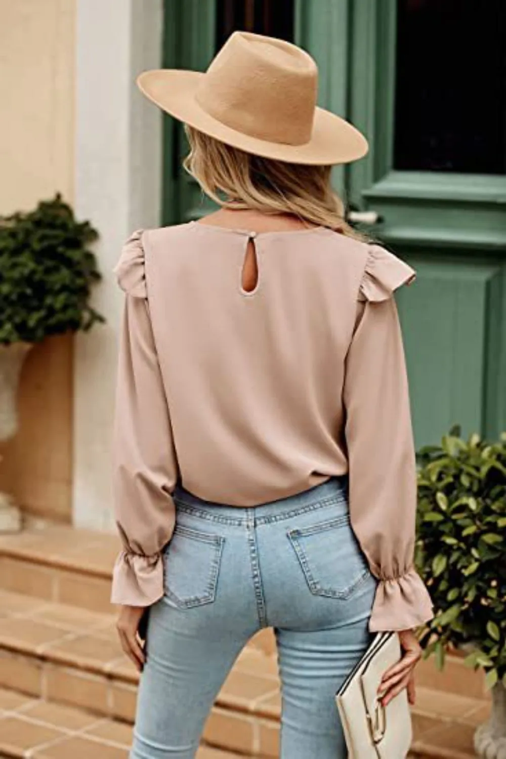 Ruffled Round Neck Long Sleeve Top (6 Colors)