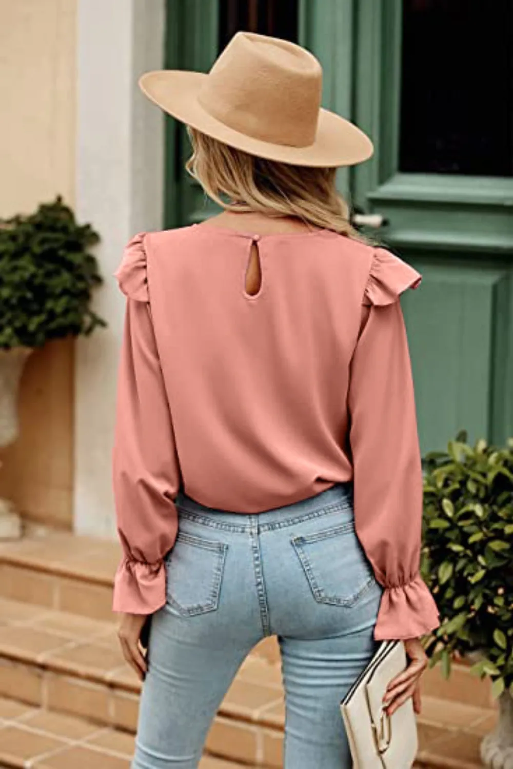 Ruffled Round Neck Long Sleeve Top (6 Colors)