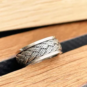 Silver Rope Rotation Band Ring