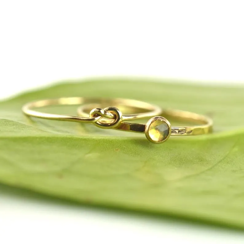 Size 7 / Gold Welo Opal Stacking Ring Set of 2