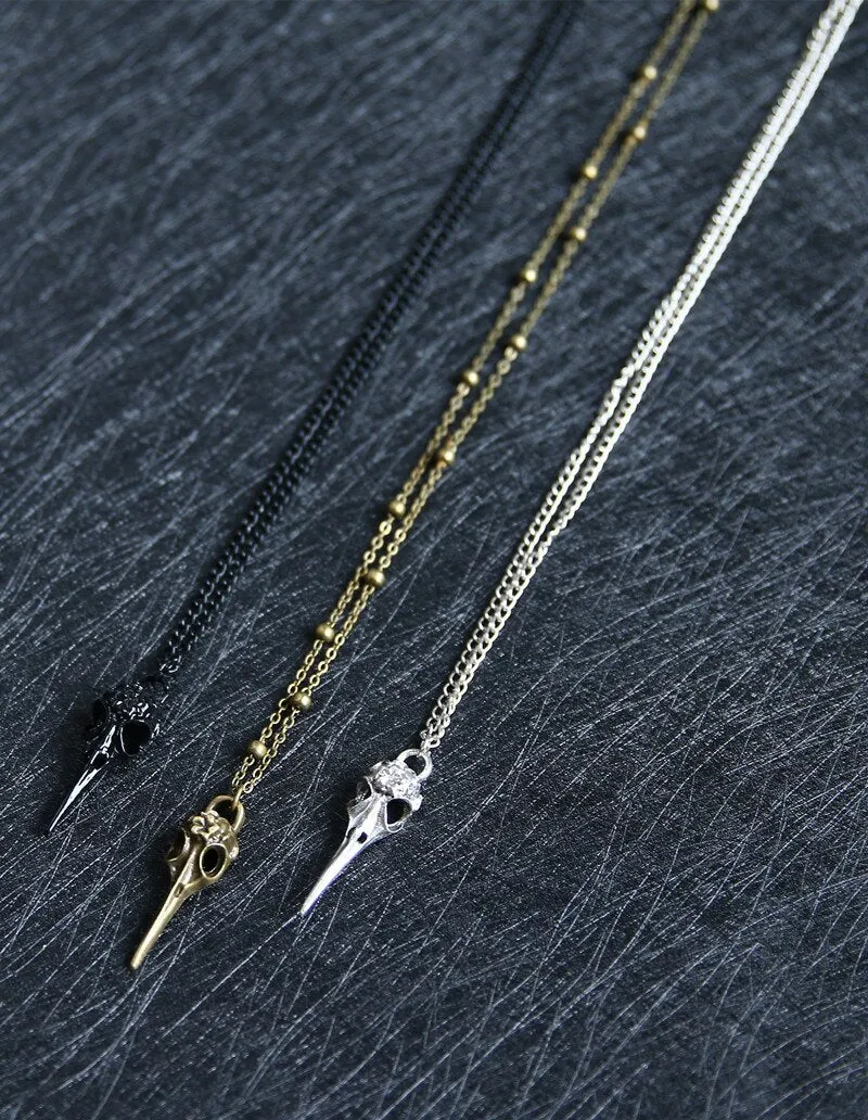 Skull Raven Pendant Necklace, Black Crow, Gothic Necklace, Victorian Witch Necklace, Monarchy Pendant necklace