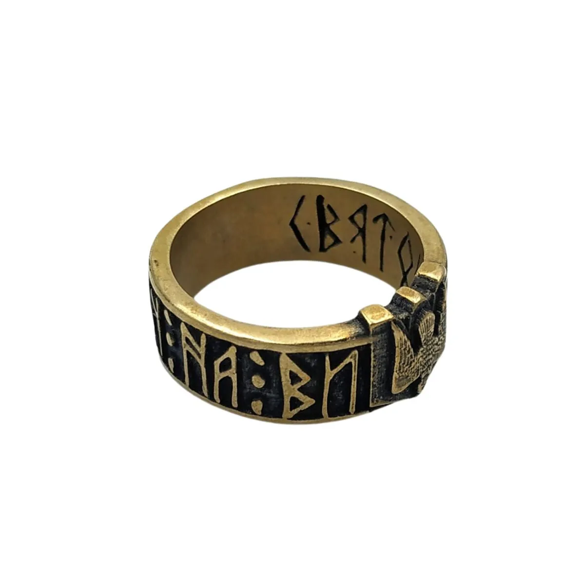Slavic ethnic mens bronze ring “іду на Ви”