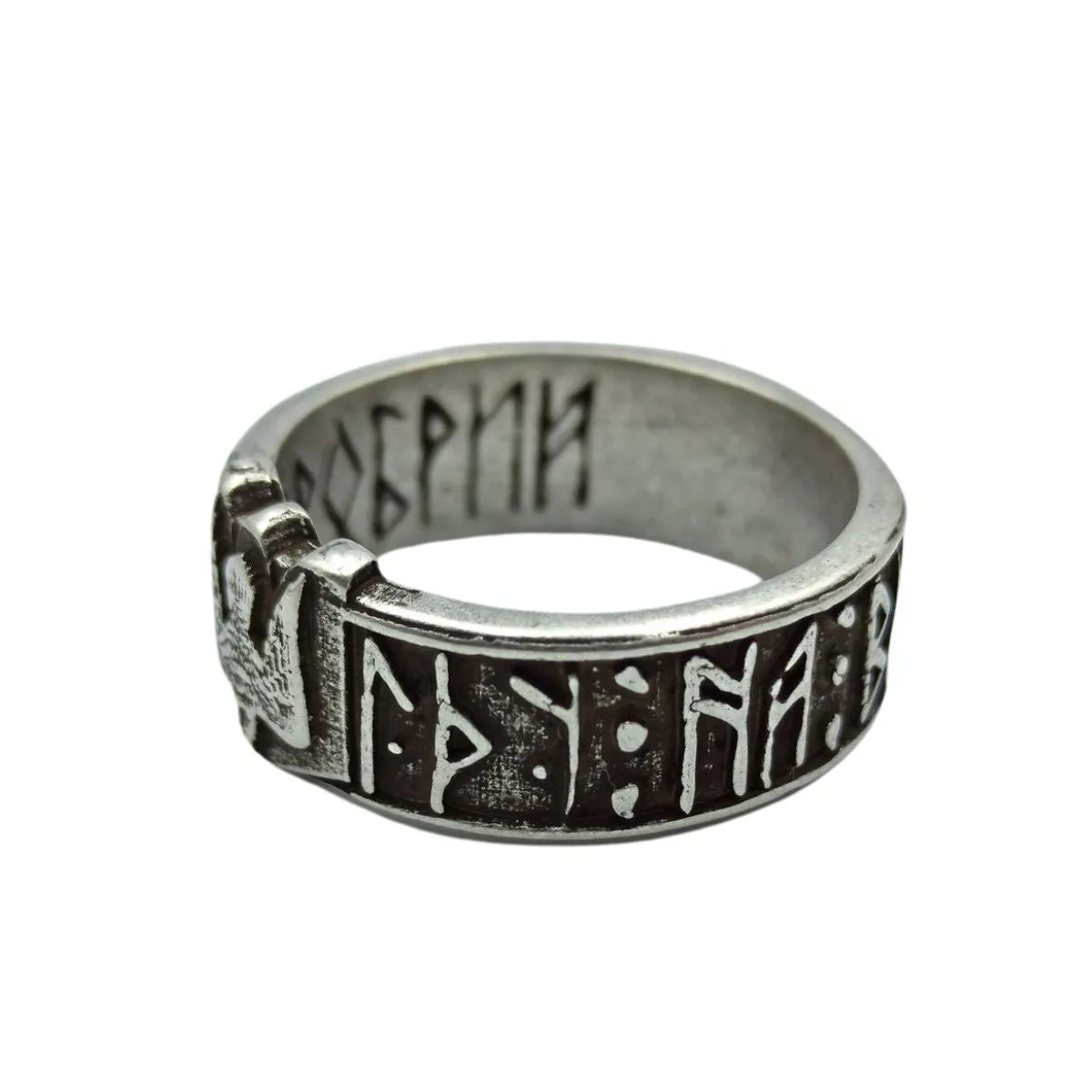 Slavic ethnic mens bronze ring “іду на Ви”