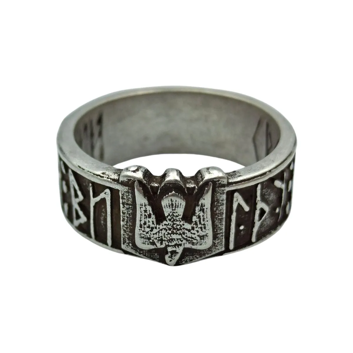 Slavic ethnic mens bronze ring “іду на Ви”
