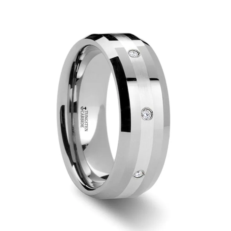 STAFFORD | Diamond Tungsten Ring Silver Inlay