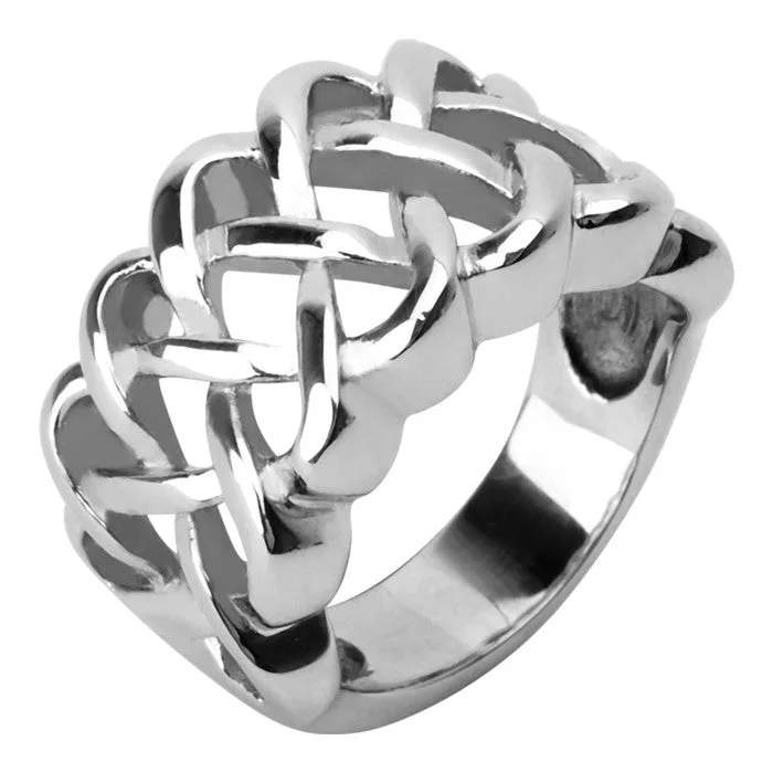 Stainless Steel Half Braided Ring