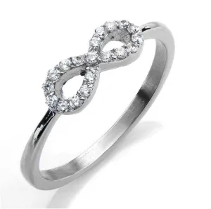 Stainless Steel Infinity Pave Set CZ Ring