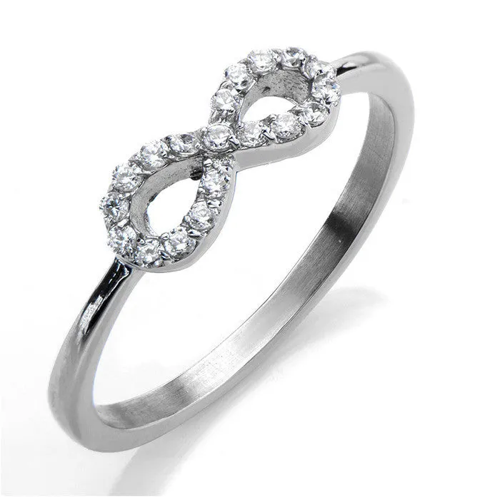Stainless Steel Infinity Pave Set CZ Ring
