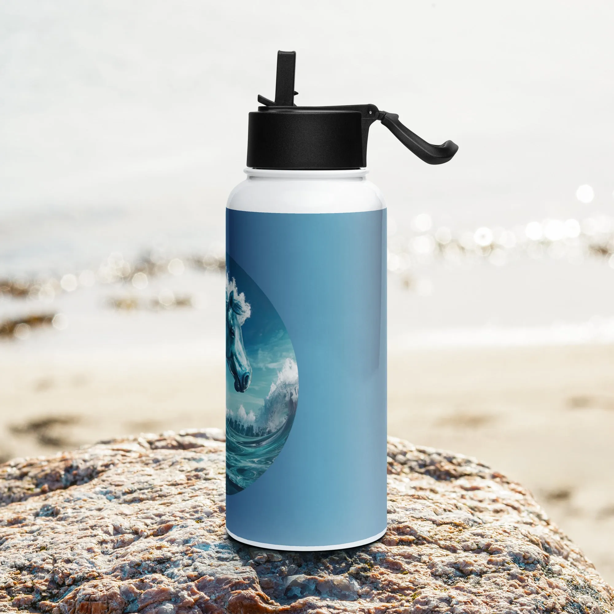 Stainless steel water bottle with a straw lid 32oz