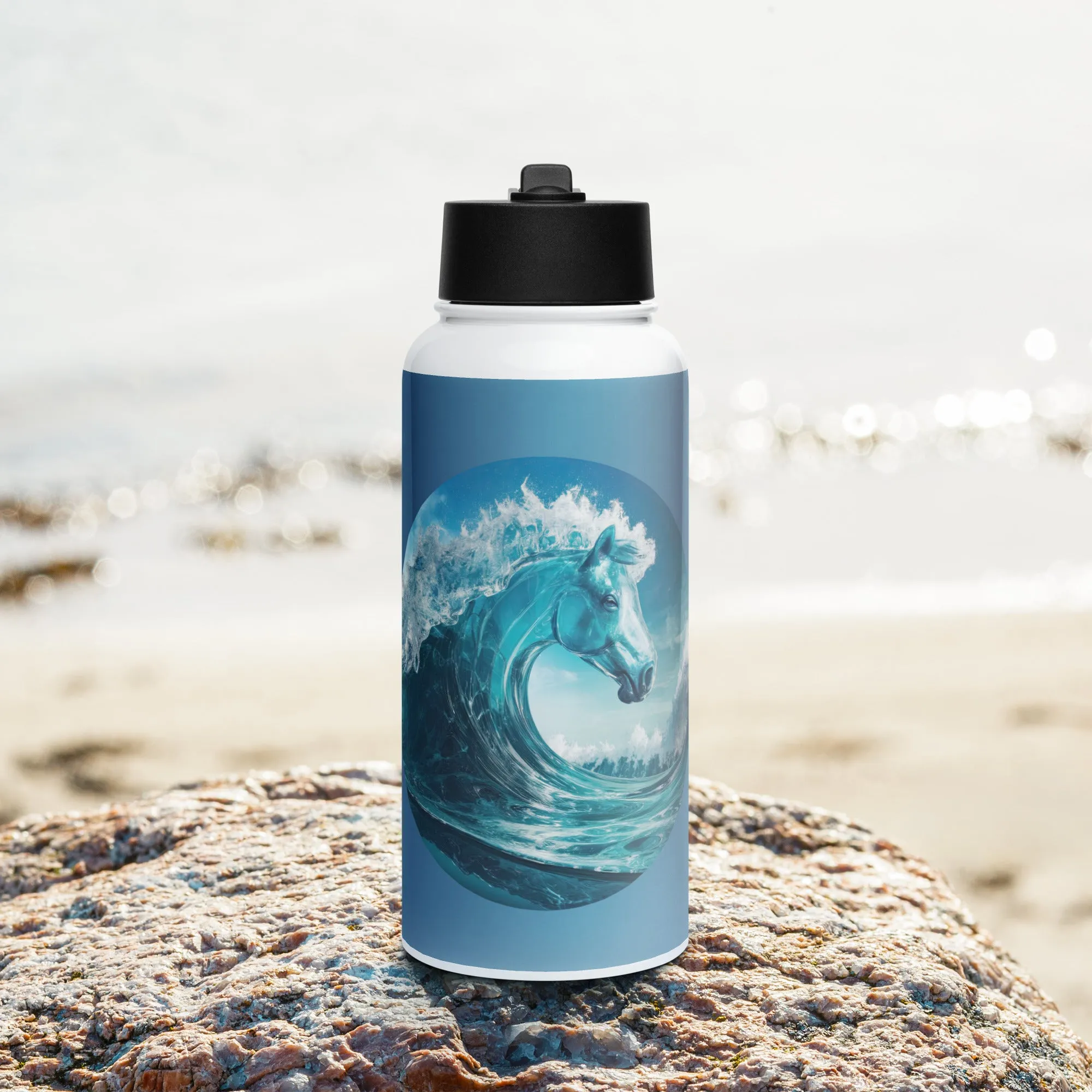 Stainless steel water bottle with a straw lid 32oz