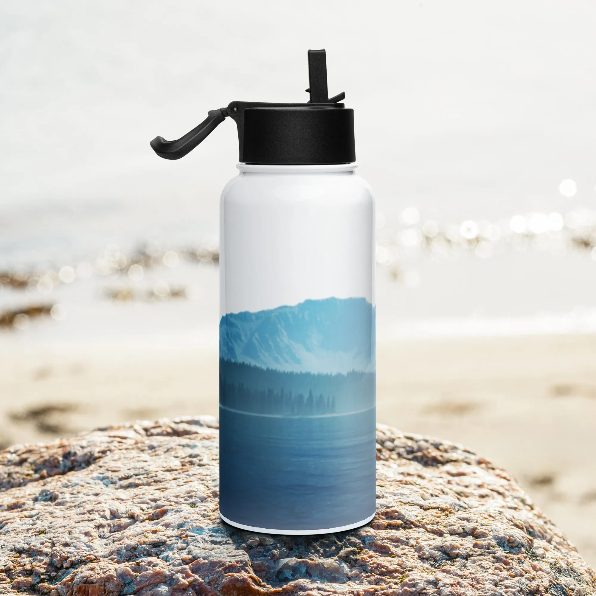 Stainless steel water bottle with a straw lid Choose Your design)