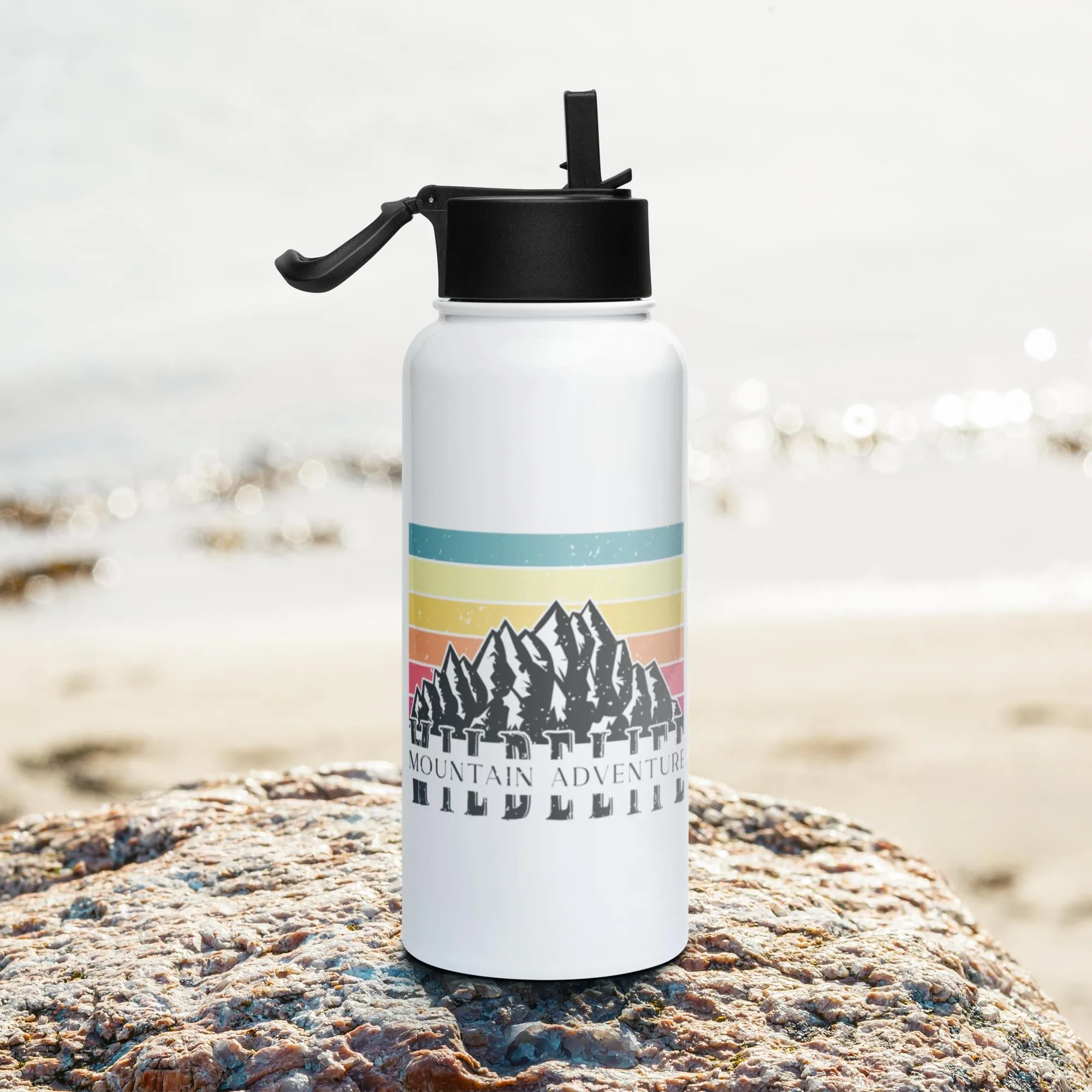 Stainless steel water bottle with a straw lid (Choose Your Design)