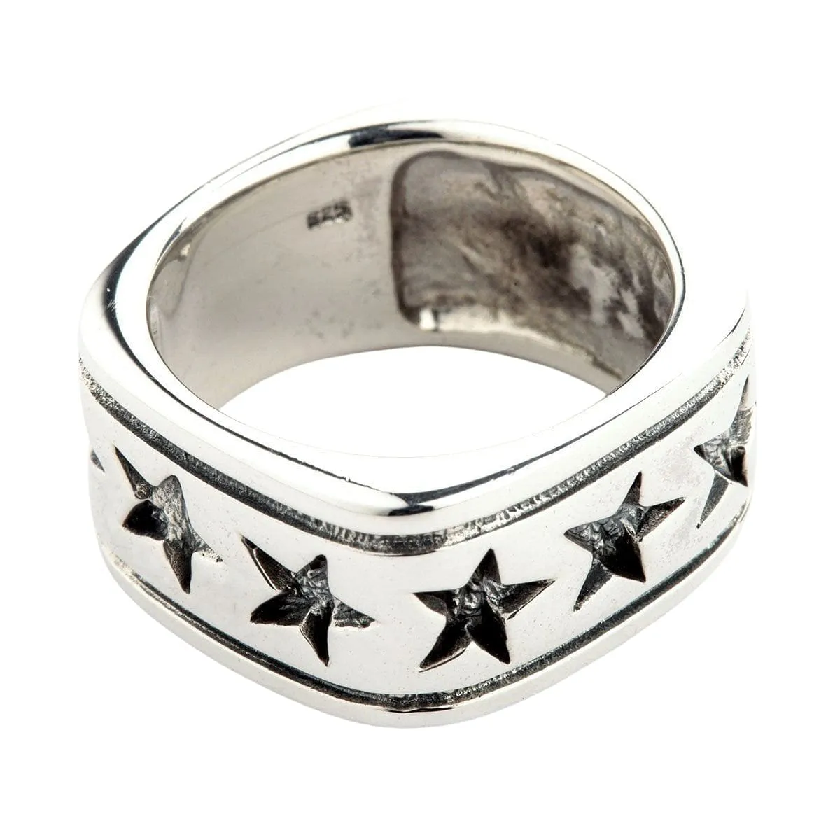Star Sterling Silver Men's Band Ring