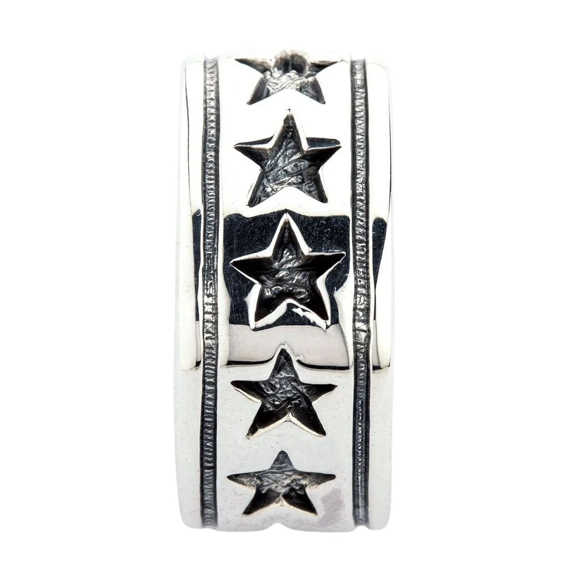 Star Sterling Silver Men's Band Ring