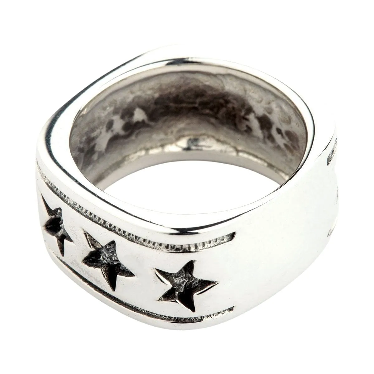 Star Sterling Silver Men's Band Ring