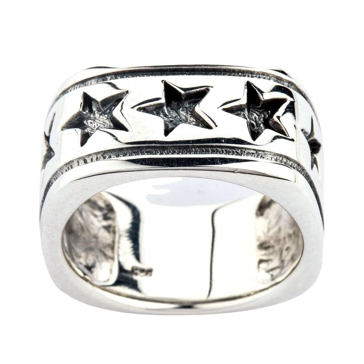 Star Sterling Silver Men's Band Ring