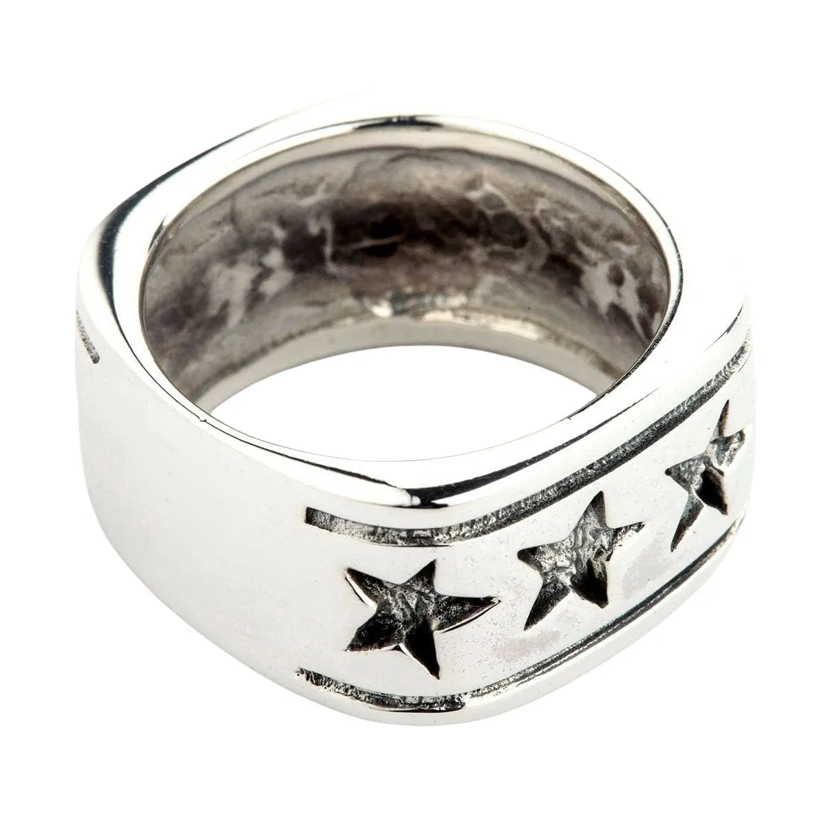 Star Sterling Silver Men's Band Ring