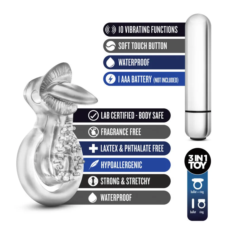 Stay Hard 10-Function Vibrating Tongue & Ring Ball Ring