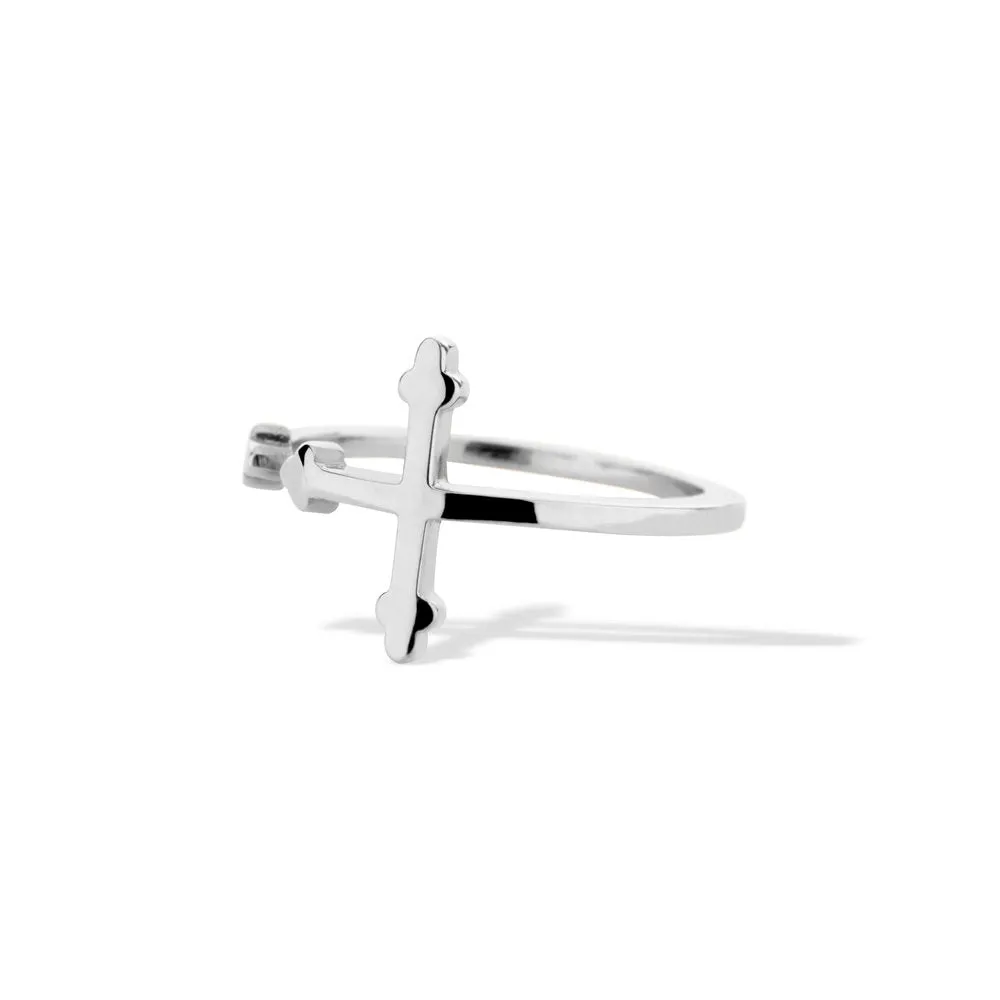 Sterling Silver Cross Your Fingers Ring