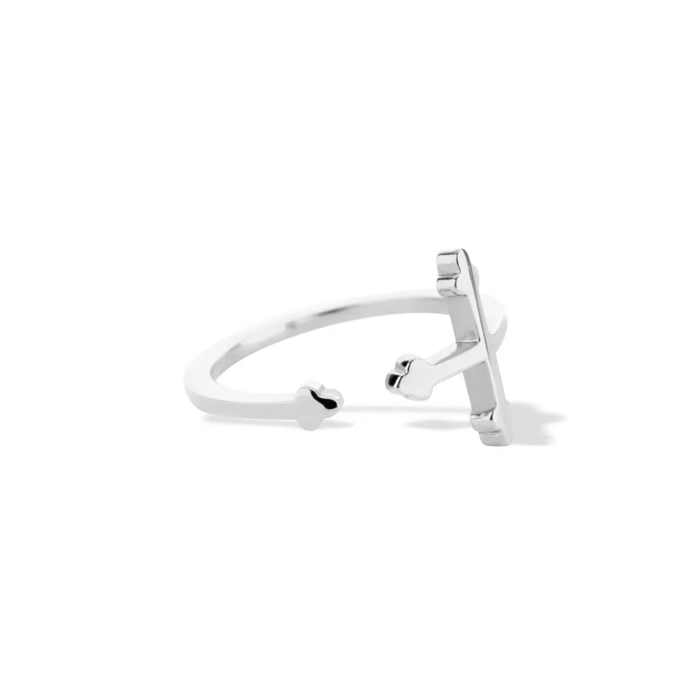 Sterling Silver Cross Your Fingers Ring